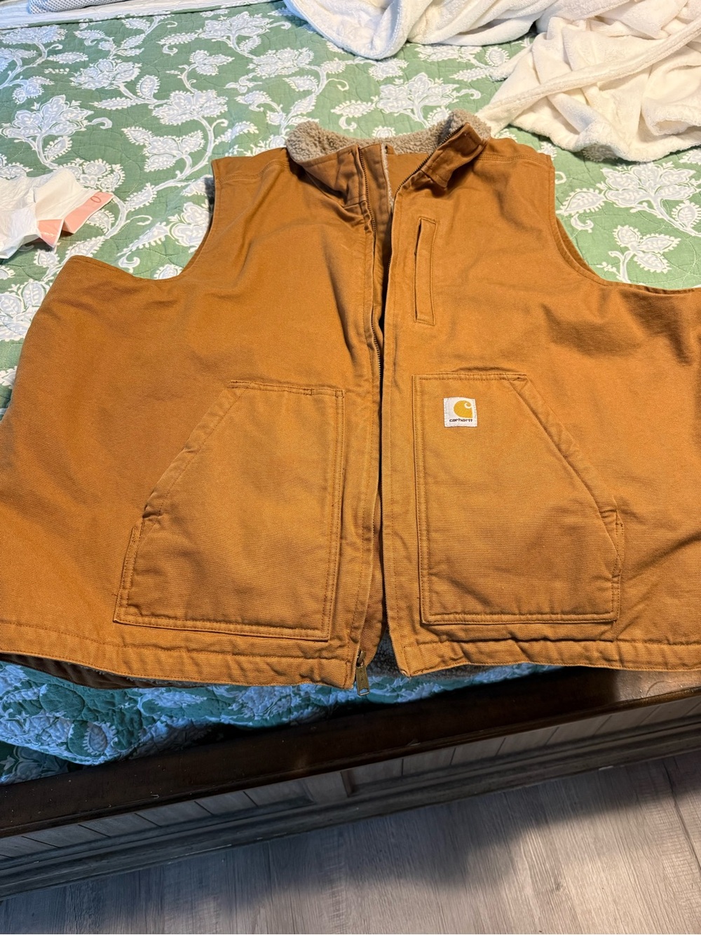 Carhartt Kids Tan Sherpa-Lined Work Vest